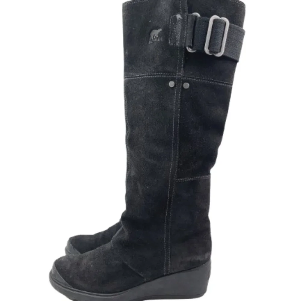 Sorel Women's Black NL2119-010 Suede Waterproof Heeled‎ Slim Winter Boot Size 6